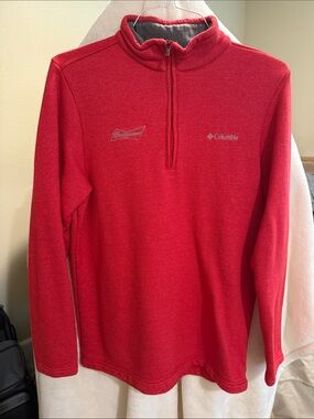 Men’s Columbia Budweiser Branded Red Quarter-Zip Fleece Pullover + Vest Bundle